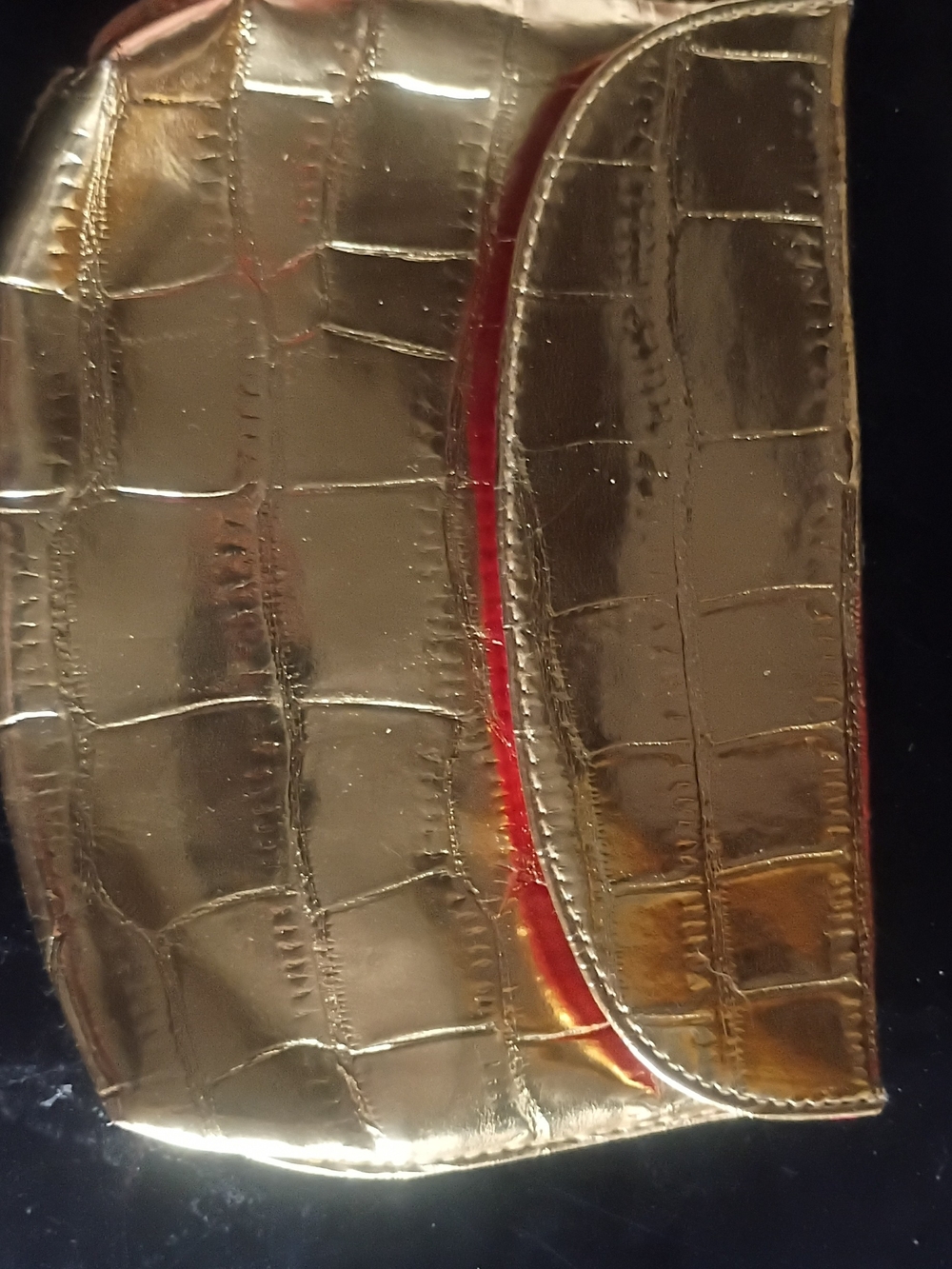 Estee Lauder Metallic Gold Croc-Embossed Wristlet Clutch